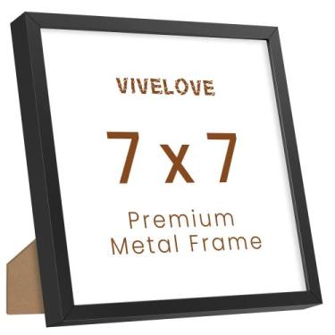 Imagem de Porta-retratos Vivelove 7x7 em metal preto em alumínio com vidro