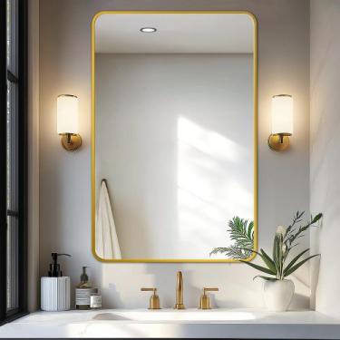 Imagem de Espelho de banheiro Delma 91x61 cm Gold Frame