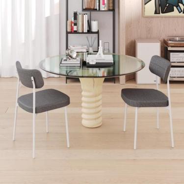 Imagem de 4 Un. Cadeira Fixa Estofada Mynna c/Pés Brancos - Compace