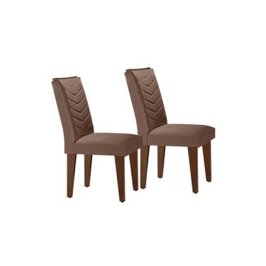 Imagem de Kit 2 Cadeiras Londrina Madeira Capuccino Veludo Capuccino