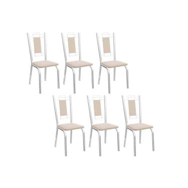 Imagem de Cadeira De Cozinha Florença 2c005 Aço Kit 6 Uni Cromada Nude 16