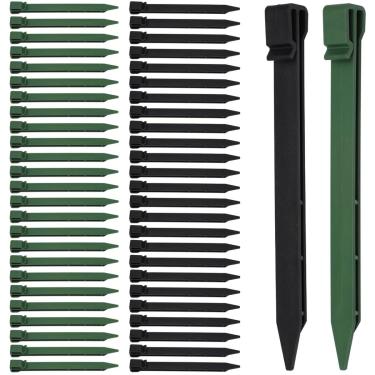 Imagem de Toyokar Estacas de rede de chão resistente, estacas de tábua de terraço, pontas de ancoragem pesadas de plástico, cerca de jardim 25,4 cm, peças de paisagem de borda 50