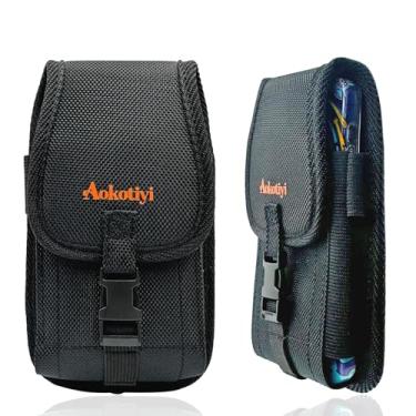 Imagem de Bolsa de nylon para celular compatível com iPhone 16 Plus/Pro Max/15 Plus, Galaxy S24/S25 Suporte de telefone de lona ultra durável com presilha para cinto para telefones com capa Otterbox (grande)