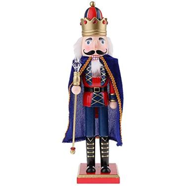 Imagem de Quebra-nozes de madeira, quebra-nozes de Natal, enfeite de soldado quebra-nozes de madeira, decoração de Natal, bonecos de fantoches, decoração de casa, capa azul rei