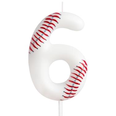 Imagem de Vela de aniversário, velas com número de aniversário com tema de beisebol, topo de bolo de vela para meninos, meninas, crianças, topo de bolo de aniversário, reuniões temáticas, suprimentos de festa