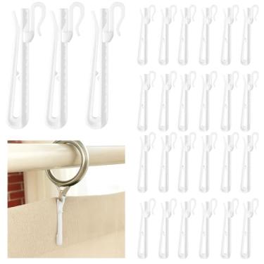 Imagem de 48 peças de ganchos de cortina com pregas ajustáveis – ganchos de cortina de plástico e clipes para cortinas, ganchos de pino de cortina para janelas, portas e cortinas de chuveiro