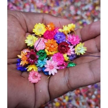 Imagem de Flores Sempre Viva Secas para Decoração – Kit 300 a 2100 Unidades Ideal para Festa Casamento e Arranjos (Cores sortidas sem hastes,7 buquês)