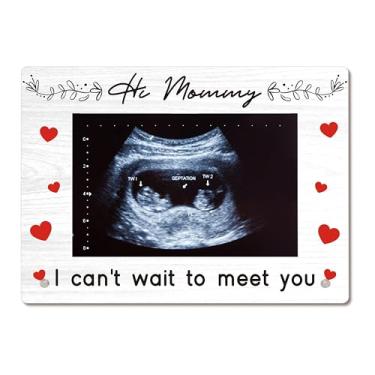 Imagem de Bgohrd Porta-retrato de ultrassom para bebê, Hi Mommy I Can't Wait To Meet You, presentes de anúncio de gravidez para novos pais, molduras de acrílico 10 x 15 cm para berçário, sala de estar, 04