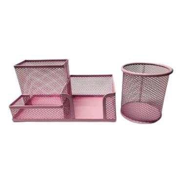 Imagem de Porta Lápis Porta Caneta De Metal P Escritório Rosa