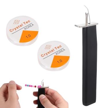 Imagem de Fyntave Ferramenta de nó de contas para nó seguro de contas, kit profissional de amarrar nós com 2 rolos de fio de seda para fazer amolar, suprimentos de miçangas para nós seguros