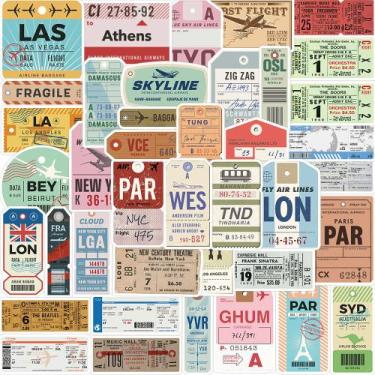 Imagem de Pacote de adesivos, bilhete de viagem, 40 unidades, decalques de vinil