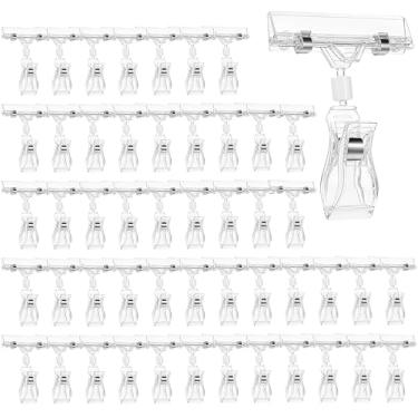 Imagem de 50 peças de clipes de dupla face, clipes transparentes para sinalização giratória, suporte de bilhete de plástico, para cestas de varejo, exibição de cartões