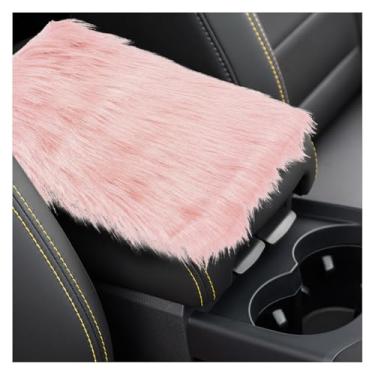 Imagem de Tuxihapp Almofada de cobertura de console central automotiva, protetor de braço de lã de ovelha sintética de 29,7 cm x 20,1 cm, almofada de assento de assento peludo quente, acessórios de decoração de