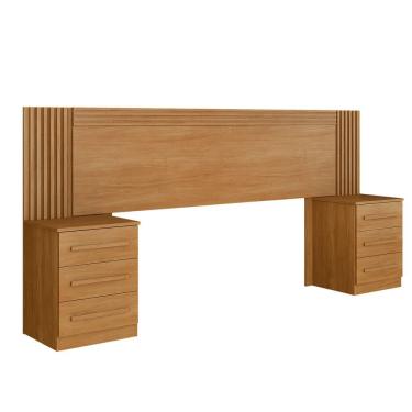 Imagem de Cabeceira Extensiva Ripada Para Box Bélgica 140-160 Cm Com 2 Mesas De Cabeceira - Benetill