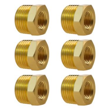 Imagem de Angry Pony Encaixe de tubulação de latão, NPT 3/4 macho para NPT 1/4 fêmea redutor de bucha hexagonal para sistemas de gás e óleo ar LP (pacote com 6)
