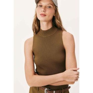 Imagem de Regata Básica Feminina Gola Alta Em Tricô Canelado-Feminino