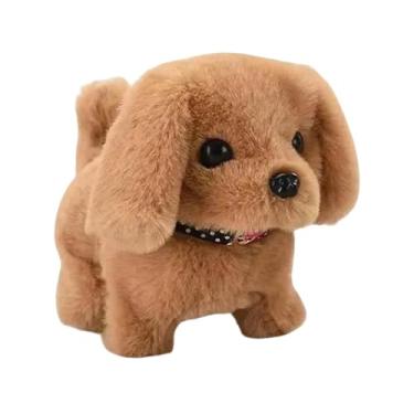 Imagem de Pelúcia para cachorro latindo andando, pelúcia para cachorro robô,Brinquedos interativos de pelúcia para crianças - Robot Dog Pet Plush Brinquedo interativo realista para cachorrinhos, andando, latind