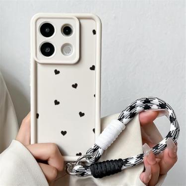 Imagem de Pulseira com alça de pulso pequena em formato de coração para Xiaomi Redmi 14T, 13T, 15 Pro, 14C, Note 14 Pro Plus, Poco X7, F6, M6, C75, JGS1247, Branco, SS, para Redmi 14C