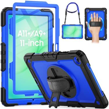 Imagem de HXCASEAC Capa para Samsung Galaxy Tab A11+ Plus 28 cm, protetora com protetor de tela/alça de mão/suporte de caneta, resistente à prova de choque para tablet Samsung A11 Plus - azul