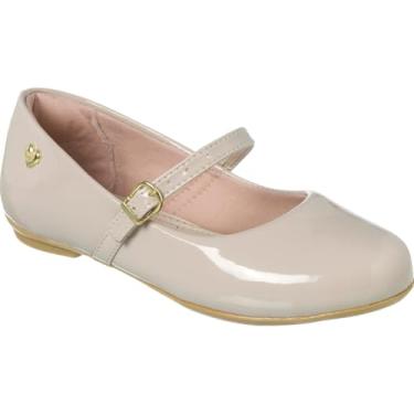 Imagem de Sapatilha Infantil Menina em Verniz, Bege, com Fivela Dourada e Forro Rosa, Tamanhos 28-32 (Bege/Nude, BR, Criança de 4 a 8 anos, Numérico, 30)
