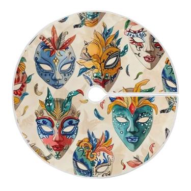 Imagem de Blueangle Saia de poliéster macio com estampa de máscaras de carnaval de 90 cm para decoração de carnaval (21)