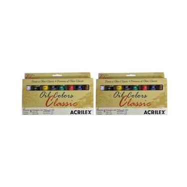 Imagem de 2 Kits Tinta a Óleo Acrilex Colors Classic com 8 Bisnagas 20ml Cada – Alta Pigmentação, Cobertura Profissional e Secagem Lenta para Artistas
