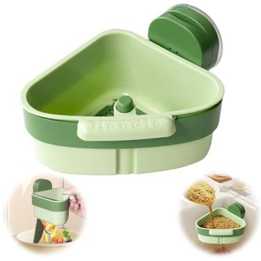 Imagem de Maalgic Cesta de filtro de pia de cozinha, filtros de pia de pressão para prender com ventosa, cesta de filtro de pia com inclinação automática atualizada, prateleira de armazenamento de esponja de