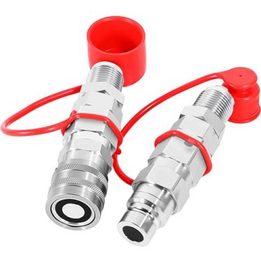 Imagem de Conjunto de acoplador hidráulico de conexão rápida de 1/5.1 cm, compatível com a minicarregadeira Bobcat 7753 773 863 873 963, acessórios de conexão rápida JIC nº 12 com tampas de proteção contra