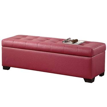 Imagem de FAMEOYA Banqueta para pés, banco de cama, banco de sofá, tecido de tecnologia confortável, armazenamento de grande capacidade, pode ser virado para quarto, sala de estar, casa, banco de troca de