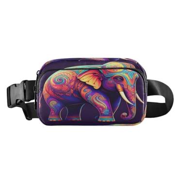 Imagem de CEBUGI Pochetes de caminhada para homens e mulheres, pochetes coloridas de elefante moderno resistente à água com cinto ajustável para treino, viagem, corrida