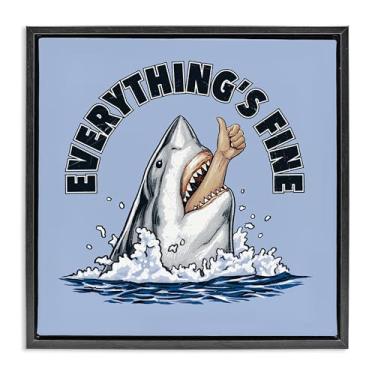 Imagem de Stupell Industries Everything's Fine Shark Bite arte de parede em tela flutuante emoldurada marrom, design por Jedco Brands Inc., 25 x 25