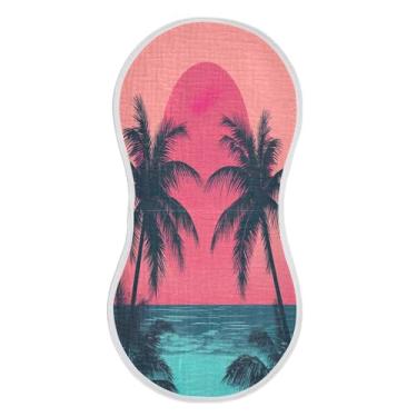 Imagem de xigua Conjunto de 4 panos de musselina para bebês de praia com palmeiras, super macios e absorventes, roupas de arroto de algodão, presente de chá para recém-nascidos, bebês meninas e meninos