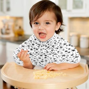 Imagem de CEBUGI Panos para Arrotar Musselina para Bebês 56 x 28 cm Toalhas de Bebê Absorventes Macias Flor Preta Algodão Arrotar Trapos para Bebês Meninos e Meninas Pacote com 2