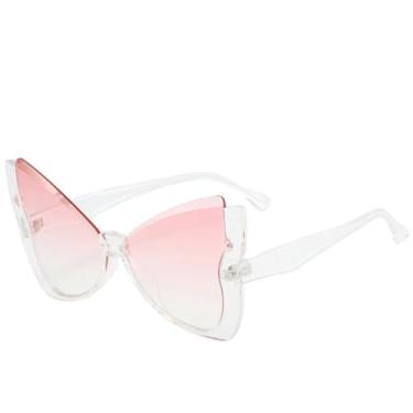 Imagem de Óculos de sol vintage grande com armação borboleta, feminino, moderno, luxuoso, masculino, para atividades ao ar livre, viagem, festa, UV400 (rosa degradê transparente)