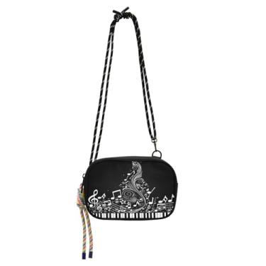 Imagem de STAYTOP Bolsa tiracolo pequena preta e branca para chaves de piano para mulheres e homens, mini bolsa de viagem