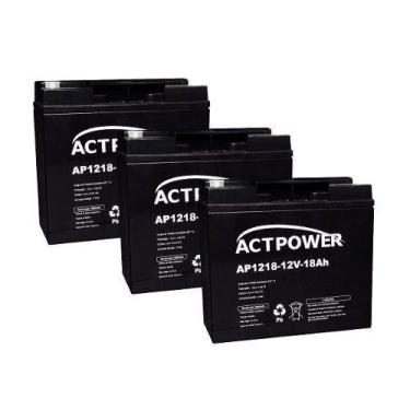 Imagem de Kit 3 Bateria Gel 12v 18ah Scooter Bike Elétrica Patinete - Sec Power