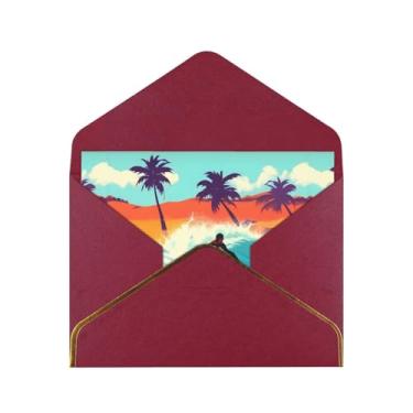 Imagem de Cartões comemorativos havaianos com estampa ondulada para todas as ocasiões, convites de festa de aniversário de casamento, 12,7 x 15,2 cm