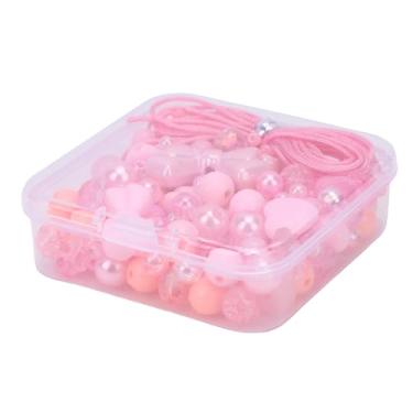 Imagem de Zerodis Contas Artesanais para Fazer Joias Contas Variedades de Kit para Fazer Pulseiras Forma Mista Decoração Colorida Com Cordão Elástico para Colar Cintura Bordado Artesanato (Rosa)
