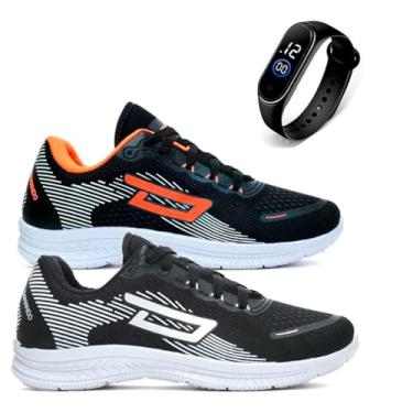 Imagem de Kit Tenis Masculino Esportivo Leve Confortável Academia Corrida + Relógio Digital (PTO-LAR, BR, Adulto, Numérico, 42)