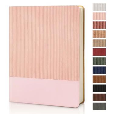 Imagem de TSFPapier Caderno pautado para trabalho, faculdade, pautado, 19 x 24 cm, B5, couro sintético, diário, 160 páginas para mulheres, homens, escrevendo em casa, material escolar, negócios (rosa)