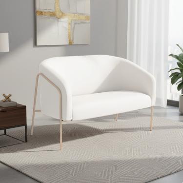 Imagem de Sofá 2 Lugares Namoradeira Stella Industrial Alta Champanhe Sintético Branco D03 - D'Rossi