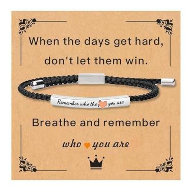 Imagem de Pulseira Remember Who You Are Inspiradora para Mulheres Joias motivacionais Dont Let Hard Days Win Moderna Moda Presentes de Amizade para Mulheres Presentes de Natal Dia dos Namorados, Medium, Latão