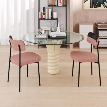 Imagem de Conjunto 2 Cadeiras de Jantar Mynna Tecido Mesclado Est.Preta - Metali