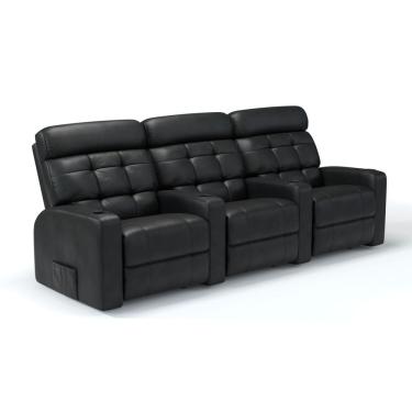 Imagem de Sofá 3 Lugares Reclinável Manual Linha Cinema Em Couro Bovino