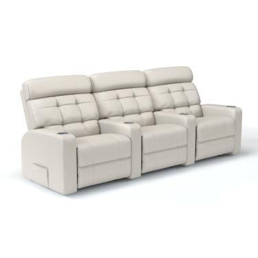 Imagem de Sofá 3 Lugares Reclinável Manual Linha Cinema Em Couro Bovino