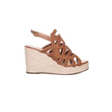 Imagem de Sandália Anabela Valentina Tramada Camel-Feminino