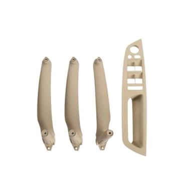 Imagem de Bege preto braço dianteiro do carro motorista lhd rhd interior maçaneta da porta painel interno puxar guarnição capa compatível para bmw e70 e71 x5 x6(Model A RHD Beige)