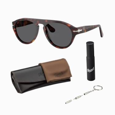 Imagem de Persol Óculos de sol em forma de piloto PO3370S com kit oficial de óculos