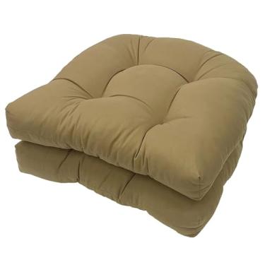 Imagem de LOWEMN Conjunto de 2 almofadas de cadeira à prova d'água, almofadas de assento de cozinha com tufos, espessas e resistentes ao desbotamento, almofadas de assento de cozinha para móveis de jardim e