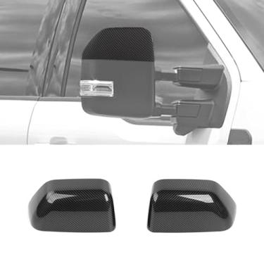Imagem de RAZPOY Capa de espelho retrovisor lateral com acabamento de concha metade superior compatível com Ford F250/F350/F450/F550 2017-2023, fibra de carbono